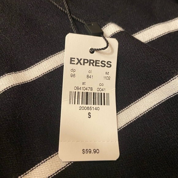 Express Black and White Striped Long Cardigan NWT Size Small - Picture 5 of 7